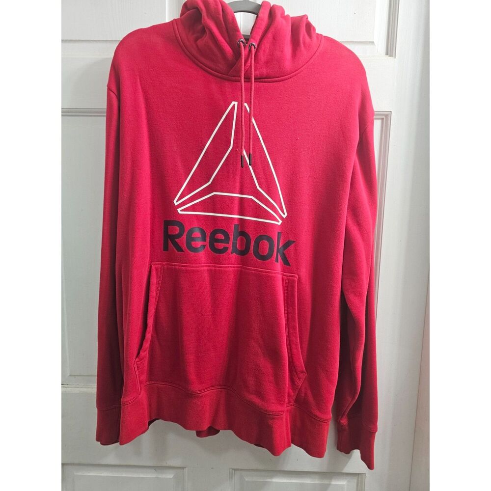 Reebok Red Big Delta Logo Fleece Hoodie Sweatshirt - Size XXL